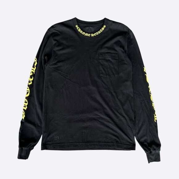 Chrome Hearts Black & Yellow Neck Logo Longsleeve T-Shirt